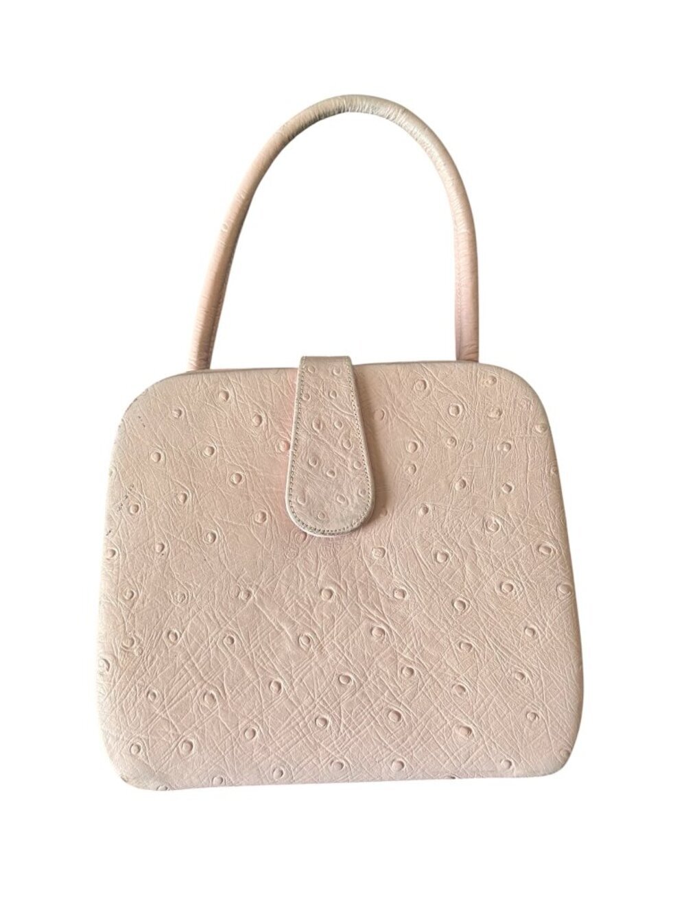 Vintage Baby Pink Ostrich Leather Hand Bag